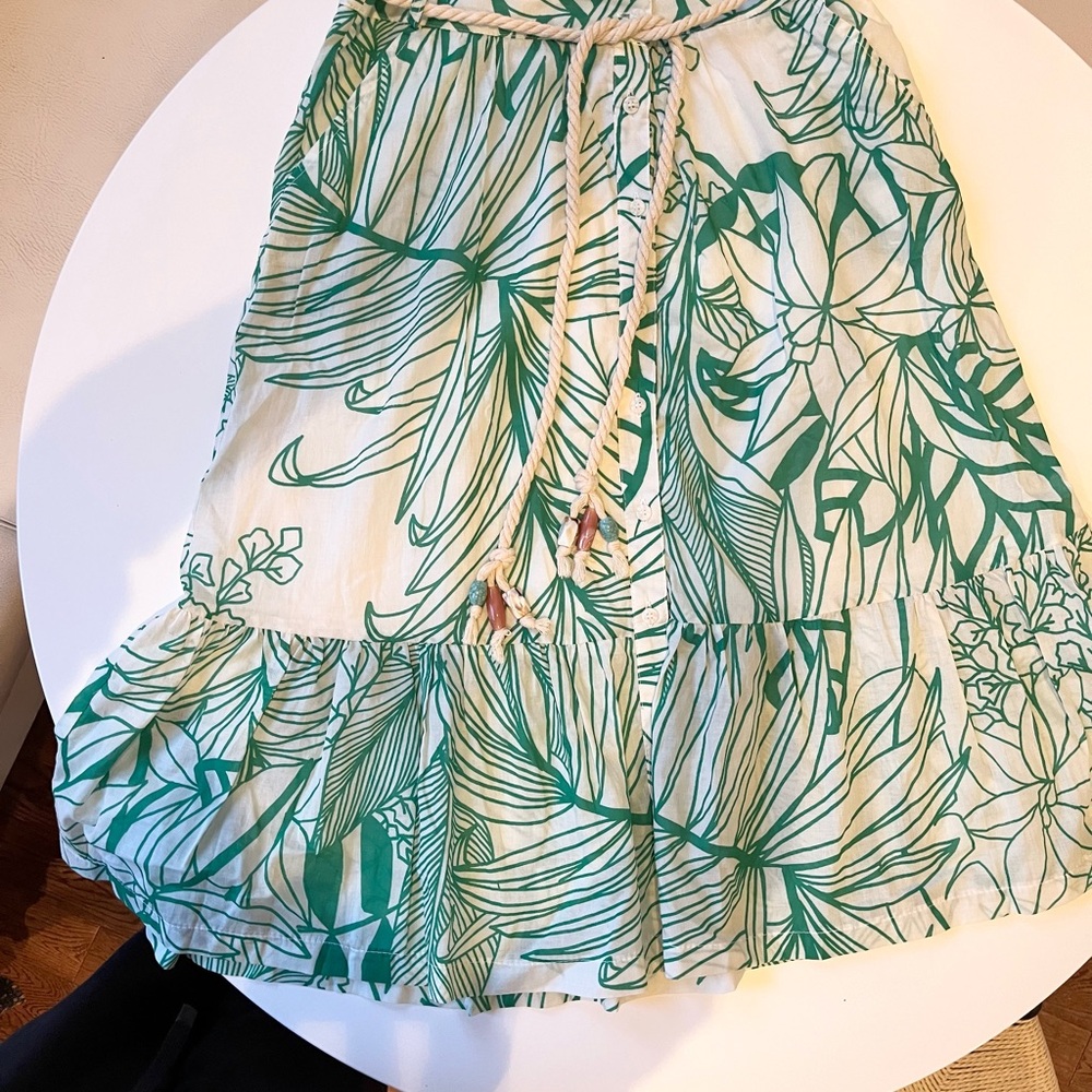 La Petite Francaise Cotton Tropical Green Leaf Print Skirt